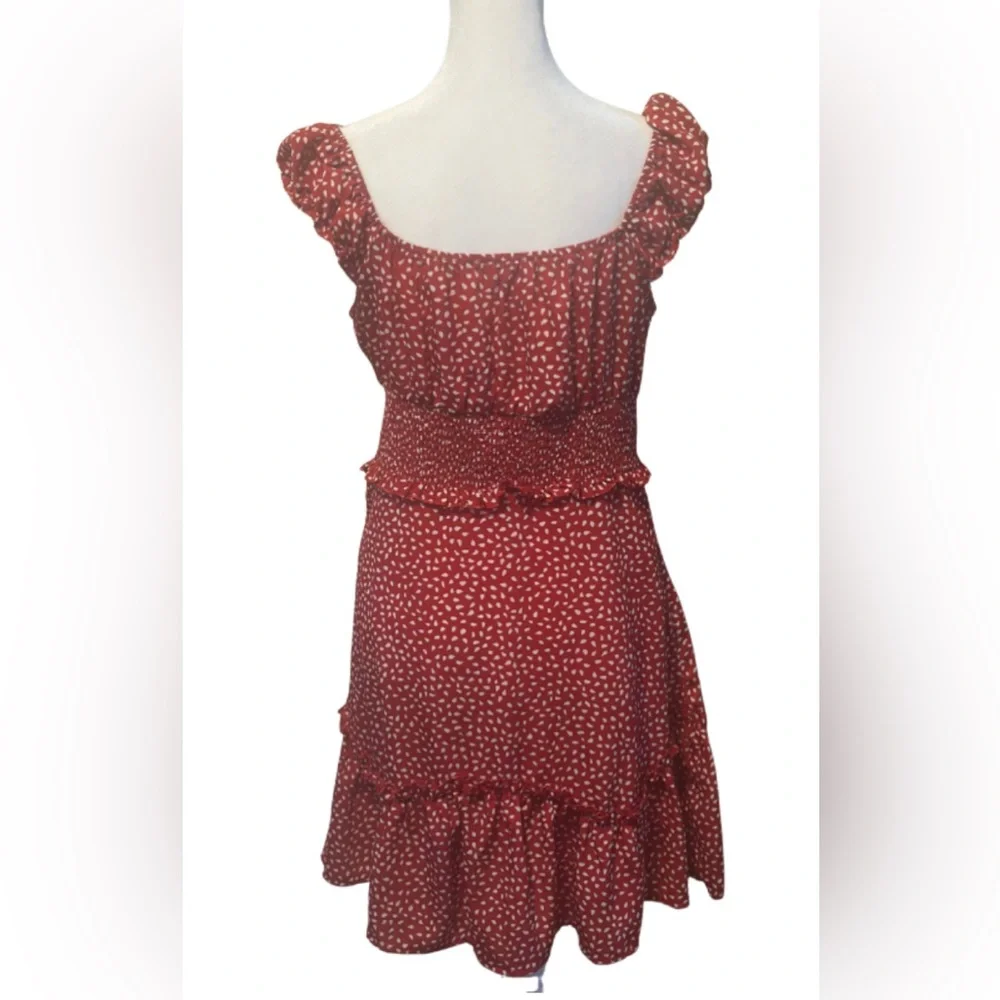 Red Ruffle Mini Dress - Picture 2 of 4